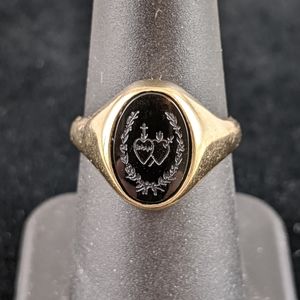 VTG 10K Yellow Gold Catholic Signet Ring SZ 6.5